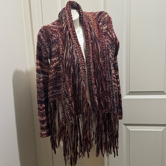 Free People Multicolor Fringed Cardigan, Sz Medium, Like New, Wool & Alpaca - Picture 6 of 14